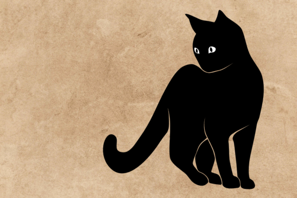 Poster Funny dlack cat silhouette for your design 
