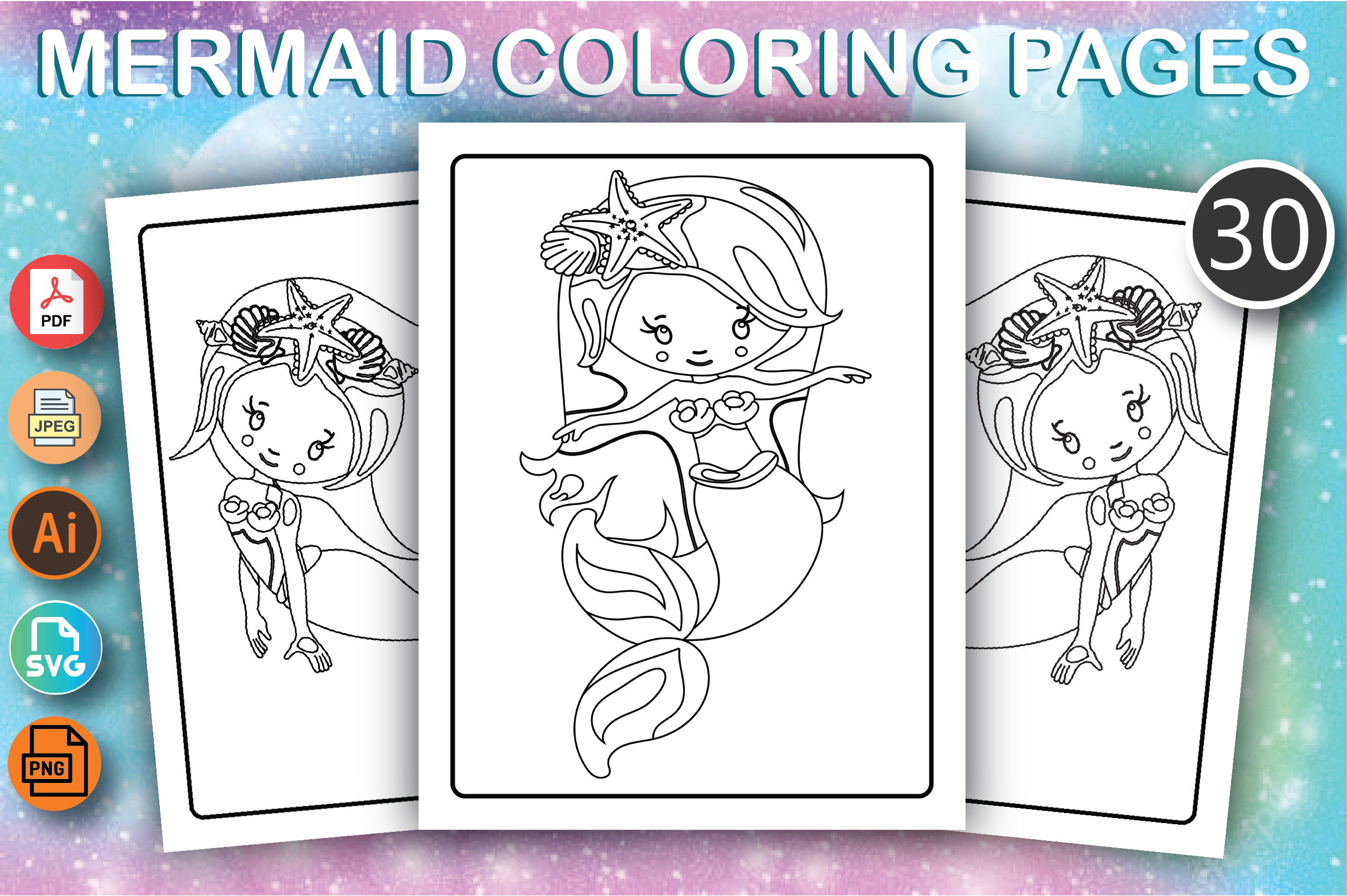 Premium Vector  Mermaid coloring pages for kids ages for 8-12