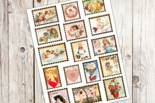 Vintage Postage Stamps Collection  Graphic Objects ~ Creative Market