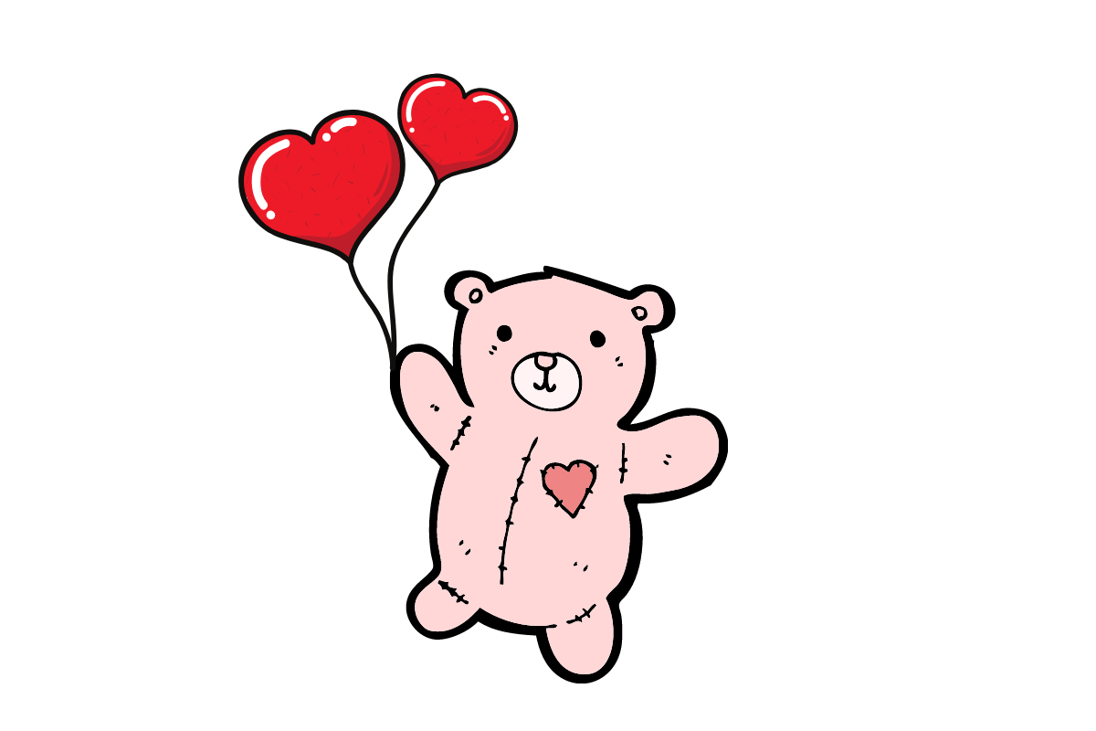 Cute Teddy Bears With Hearts Animation