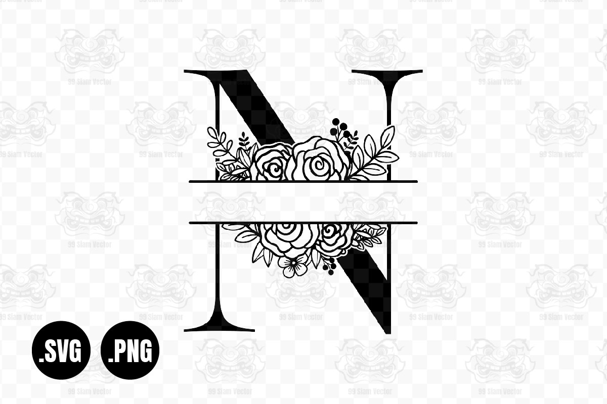 Floral Split Monogram Bundle Svg, Flower Graphic by AnastasiyaArtDesign ·  Creative Fabrica