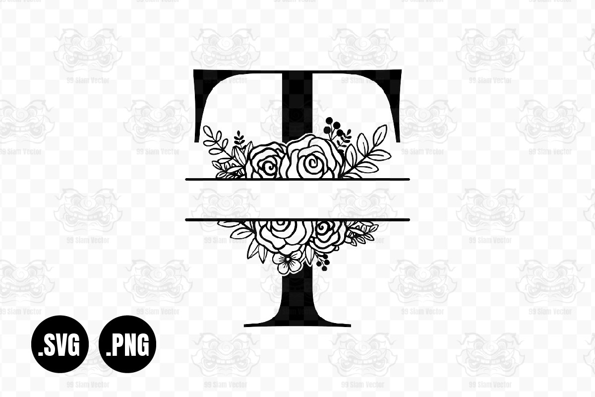 Black Flower Monogram Tee