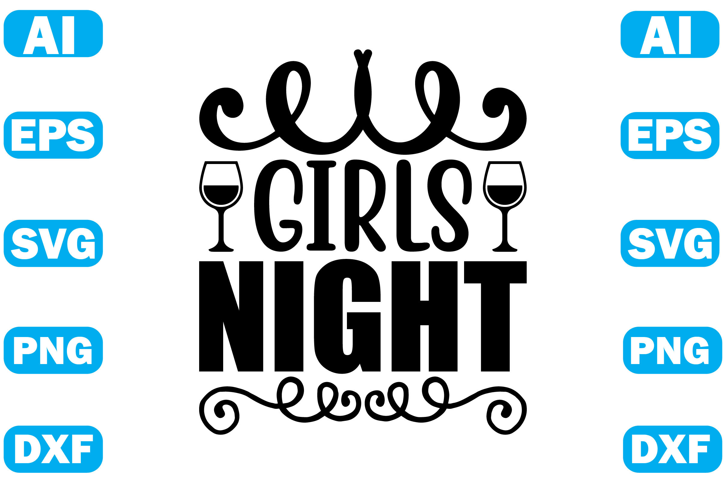 Girls Night Graphic by kittengraphicstudio · Creative Fabrica