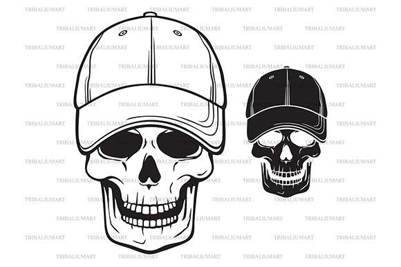 Skull with Baseball Cap Graphic by TribaliumArt · Creative Fabrica