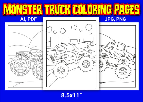 Monster Truck Coloring Pages for Kids 02 Graphic by WinSum Art · Creative  Fabrica