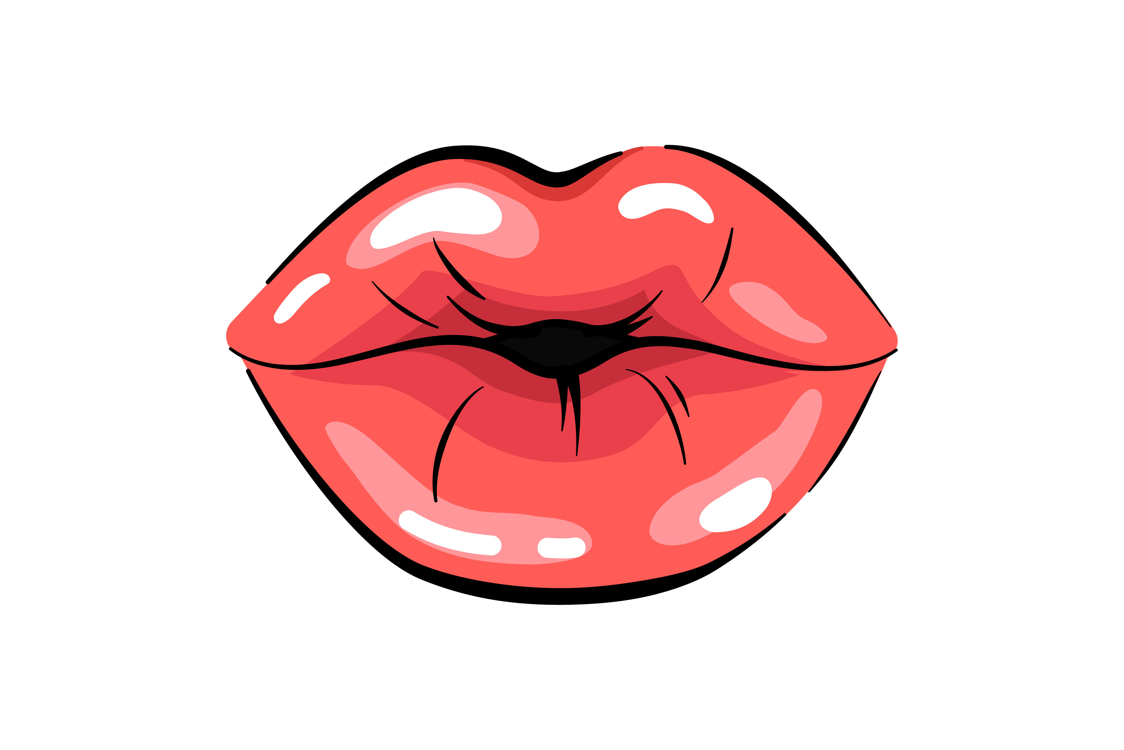 Kiss, Woman Lips, Mouth, Vector Drawing Graphic by Cmeree · Creative Fabrica