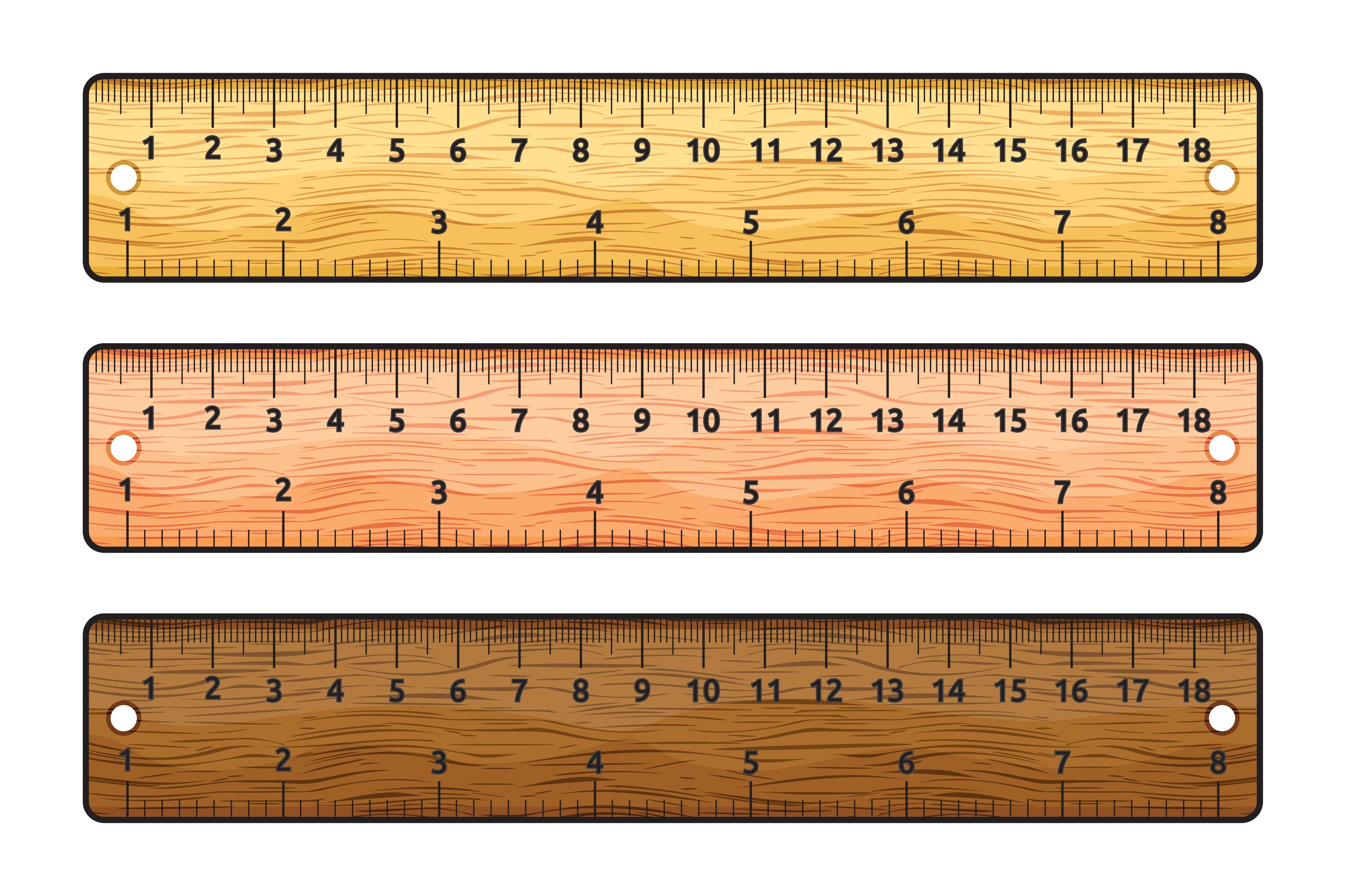 Set of Wooden Rulers on White Graphic by rasol.designstudio · Creative  Fabrica