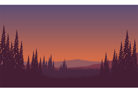 Aesthetic Mountain View with Silhouette Graphic by cityvector91 ...