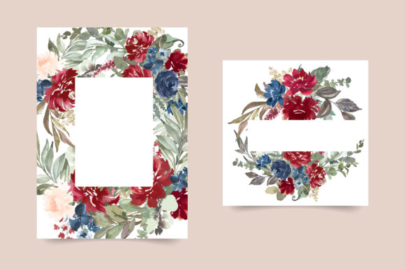 Burgundy Watercolor Floral Background Graphic by Dzynee · Creative Fabrica
