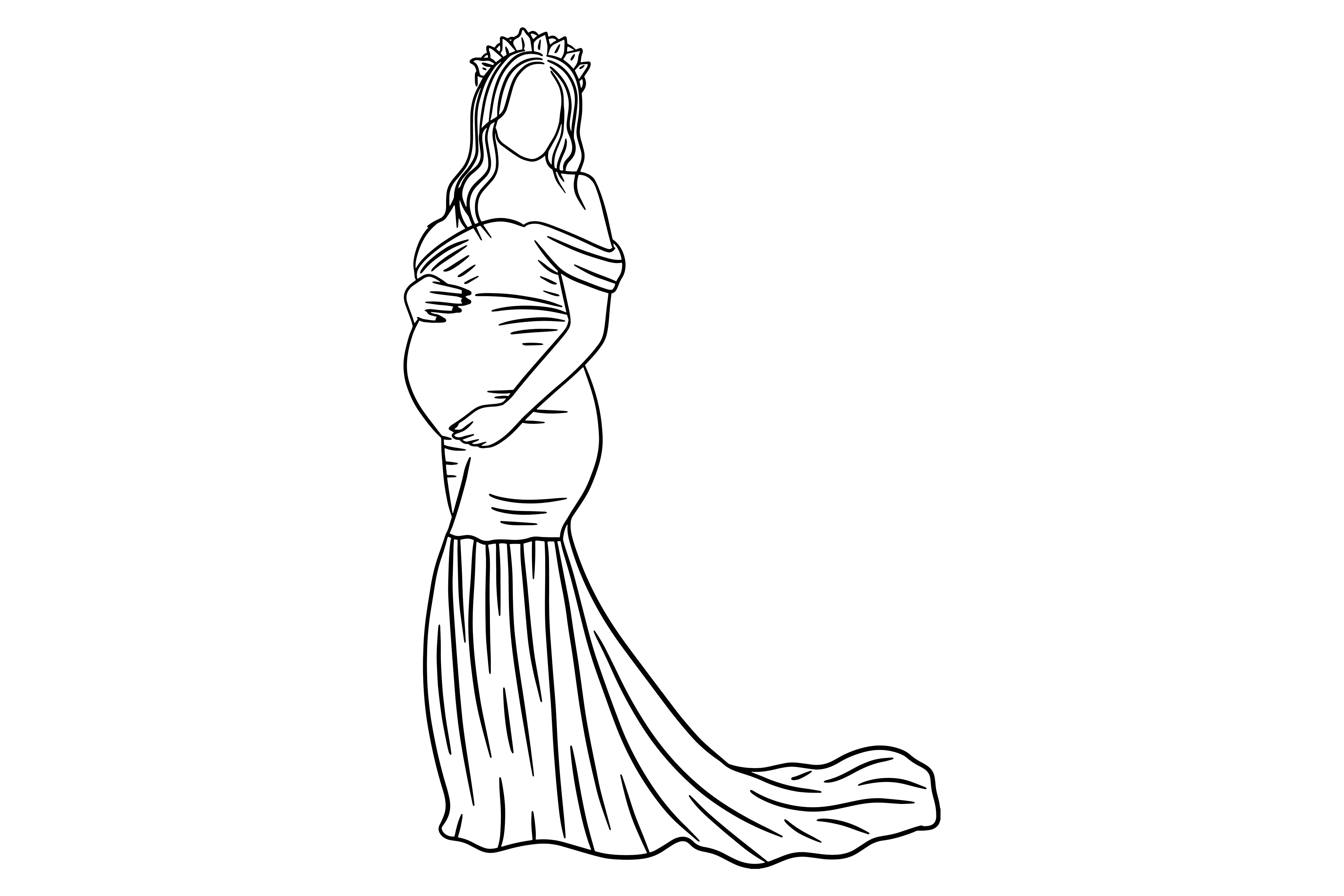 Happy Maternity Pose Pregnant Line Art Graphic by morspective · Creative  Fabrica
