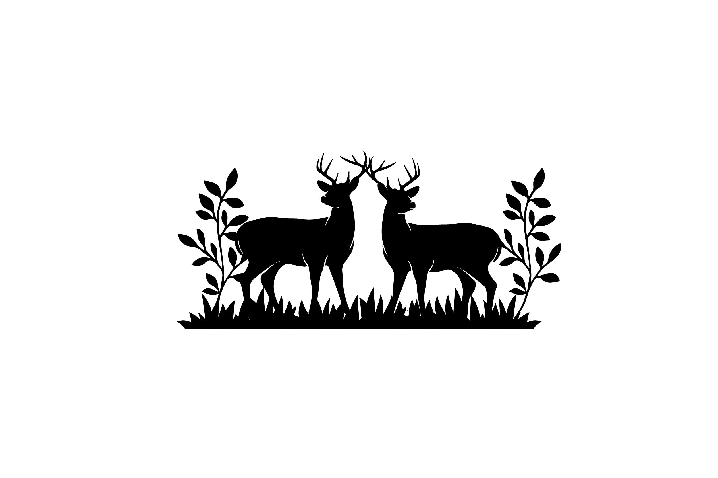Small Garden Deer with Grass Silhouette Graphic by st · Creative Fabrica