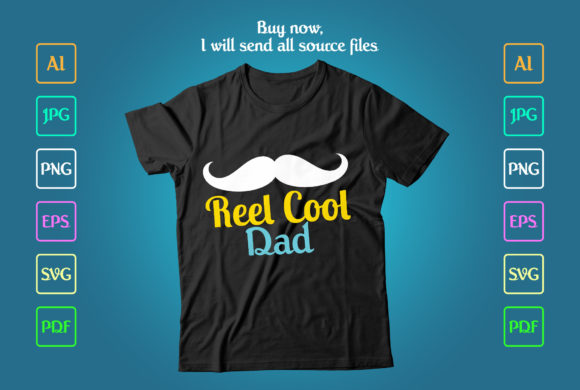 Reel Cool Dad T-shirt Design Graphic by d_graphic_pro · Creative