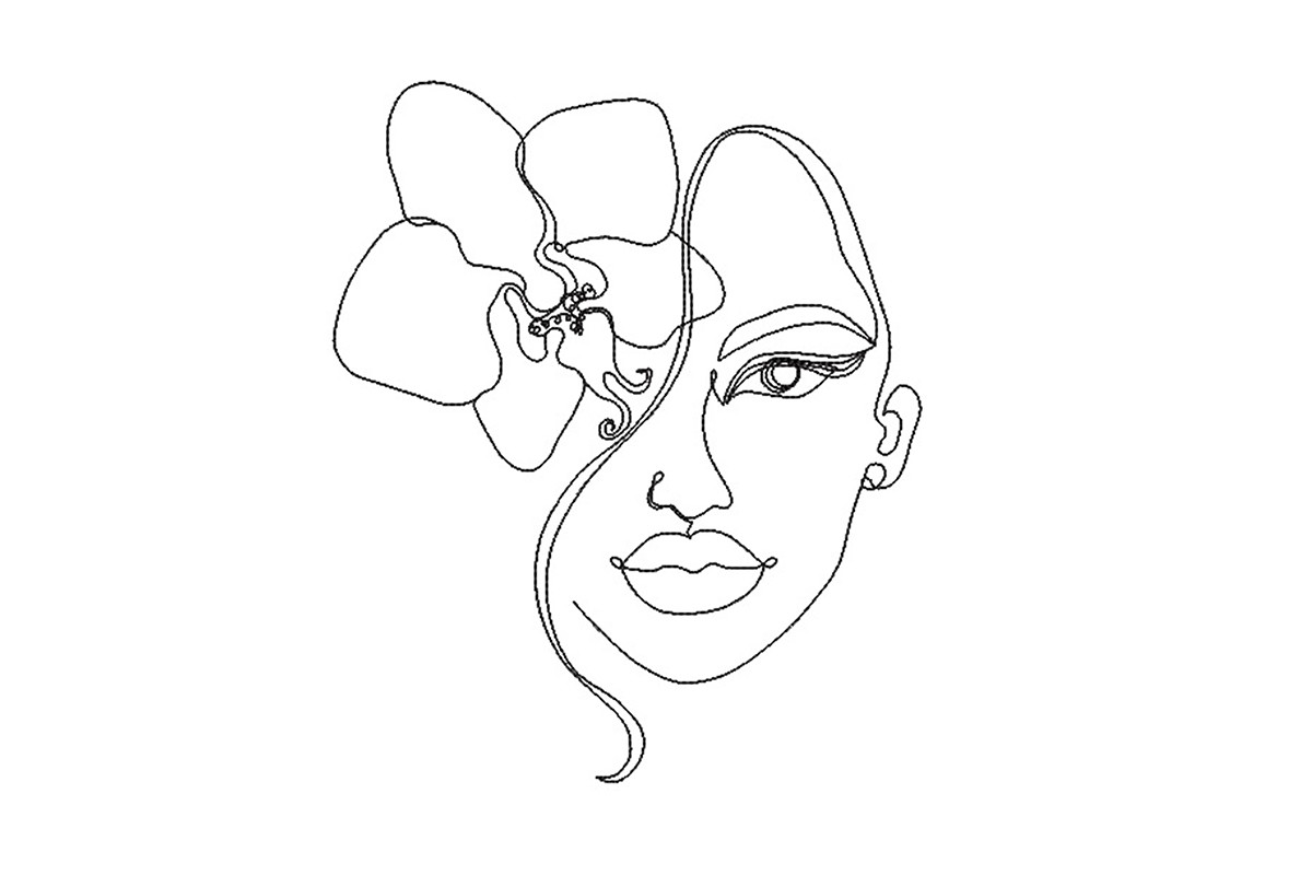 The Face of a Woman with an Orchid · Creative Fabrica