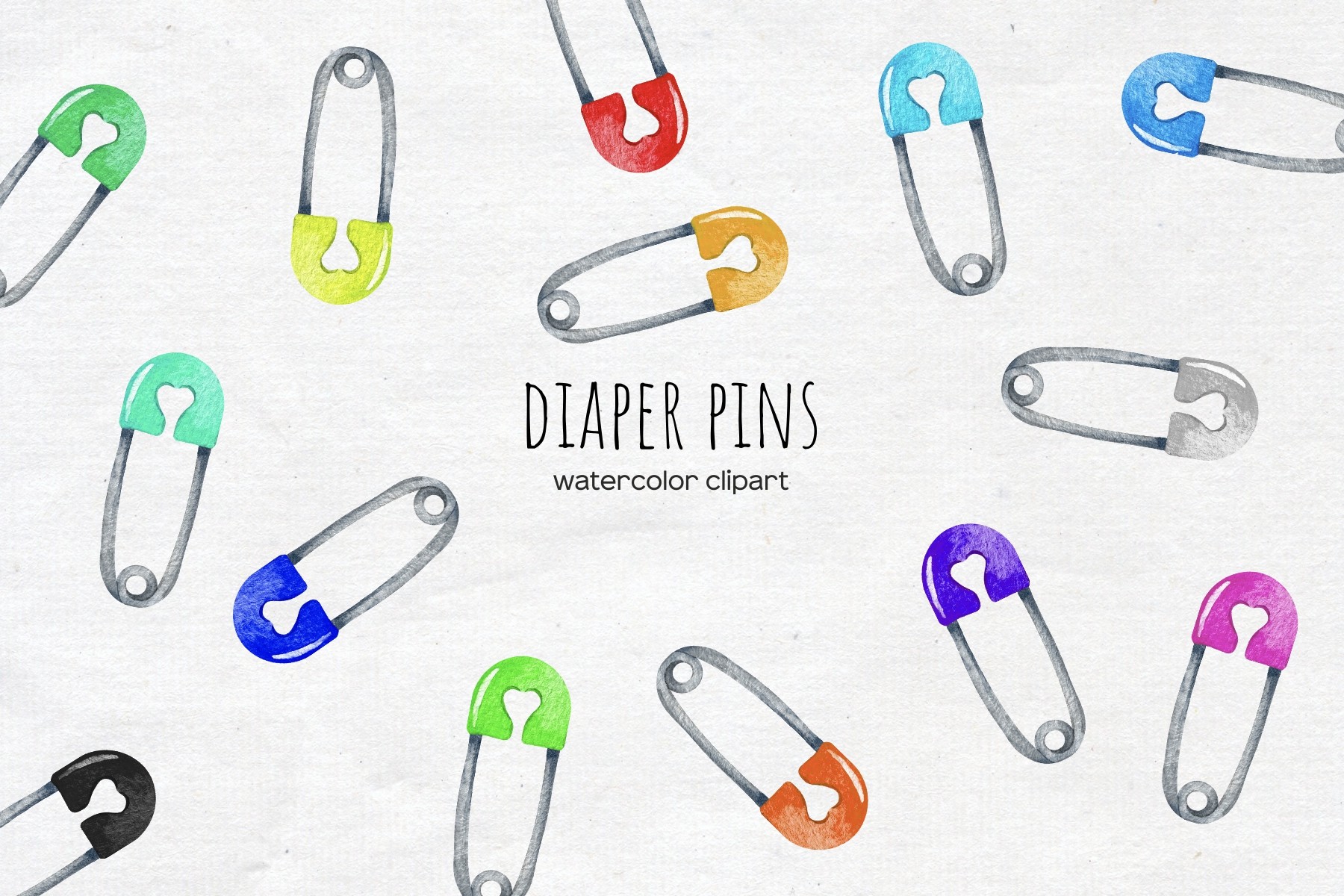 Watercolor Rainbow Diaper Pins Clipart Graphic by Art and Funny · Creative  Fabrica