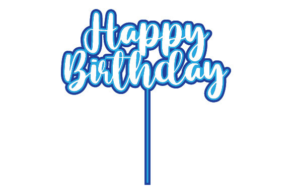 CURSIVE Happy Birthday Cake Topper - BLUE