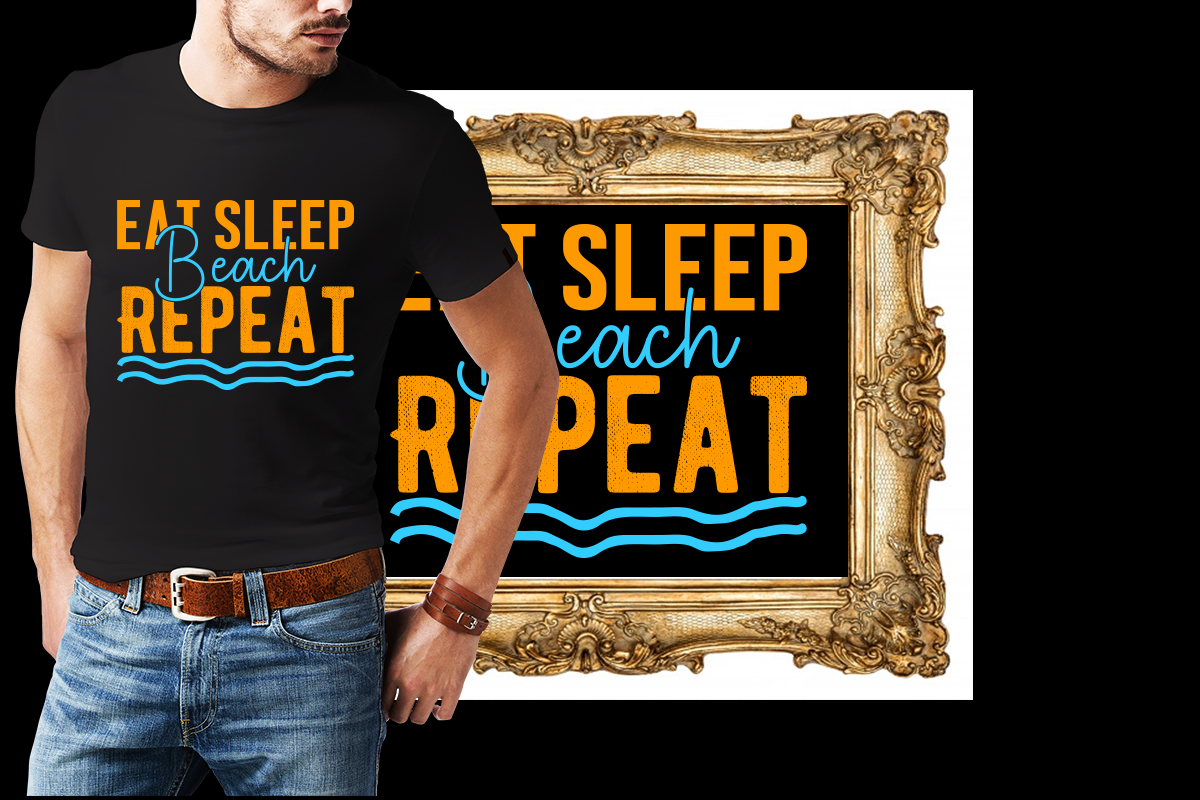Eat Sleep Beach Repeat T Shirt Design Graphic By Creative Design · Creative Fabrica