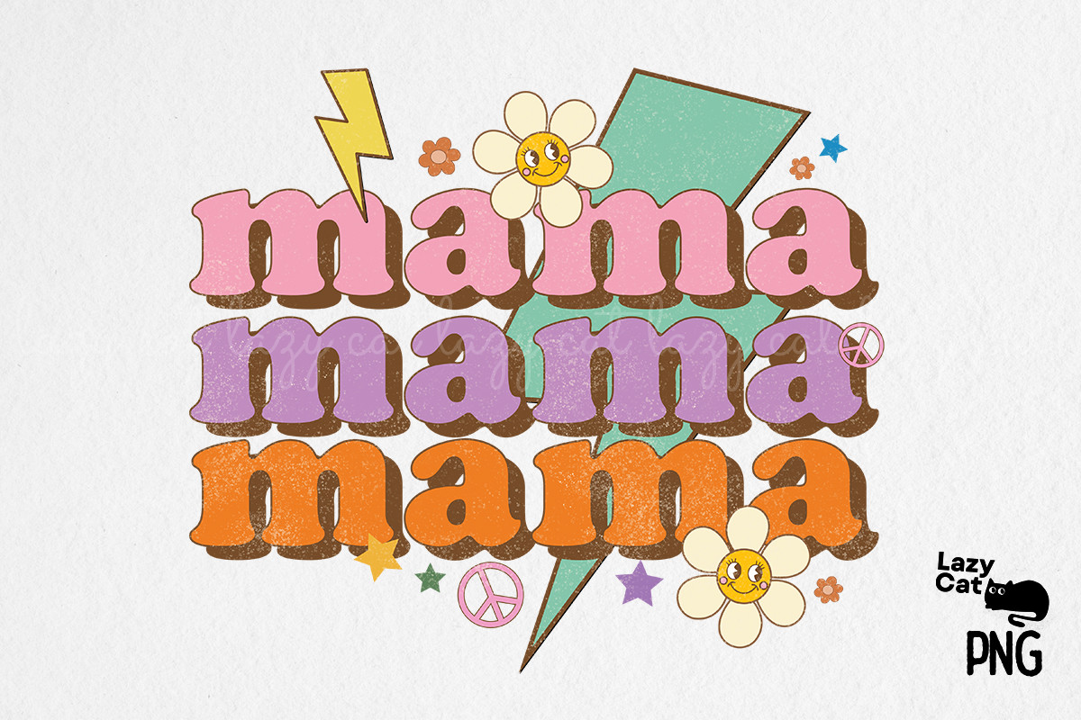 Retro Mama PNG Sublimation Graphic by Lazy Cat · Creative Fabrica