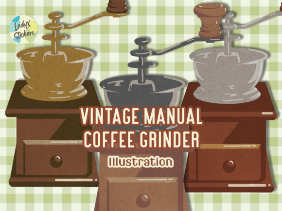 Vintage Manual Coffee Bean Grinder Graphic by ladyxstickers