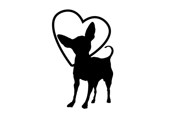 Chihuahua Silhouette with Love Heart SVG Cut file by Creative Fabrica ...