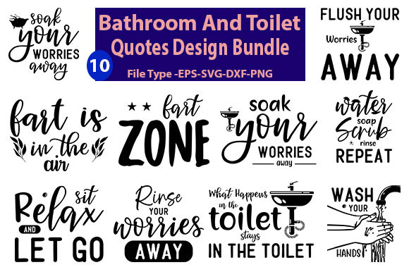 Bathroom and Toilet Quotes Design Bundle Graphic by Design Store ...