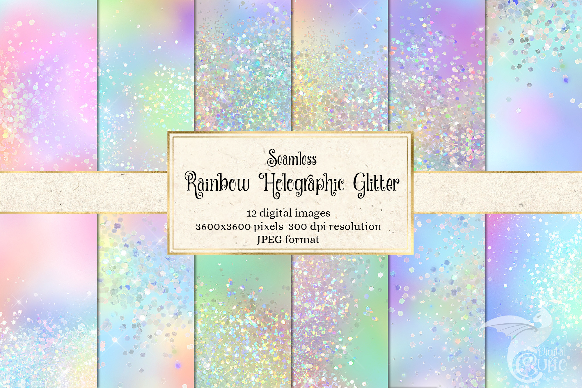 Seamless Rainbow Holographic Glitter Graphic by Digital Curio ...