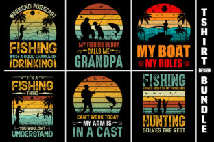 Retro Vintage Sunset-Fishing T-Shirt Graphic by T-Shirt Design Bundle ·  Creative Fabrica