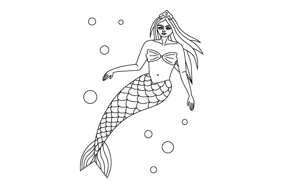 Marmaid Coloring Page SVG Cut file by Creative Fabrica Crafts ...