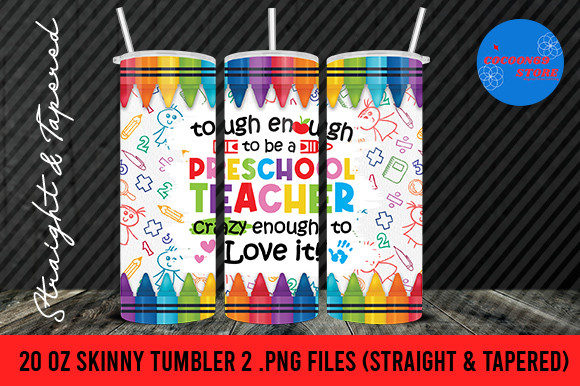 Teacher Crayon 20oz Skinny Tumbler With Straw- Teacher Tumbler