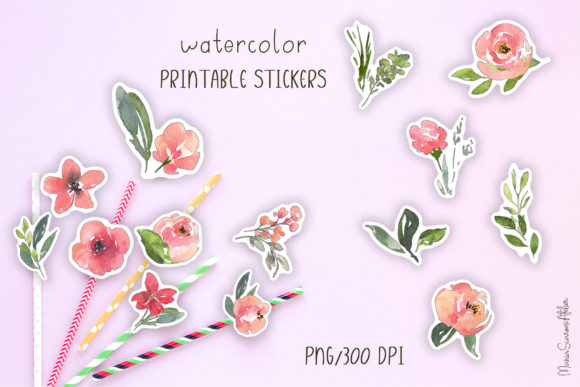 Stickers Flowers 10 Pcs Graphic by DesignHelen · Creative Fabrica