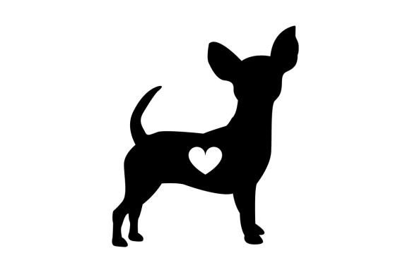 Chihuahua Silhouette with Love Heart SVG Cut file by Creative Fabrica ...