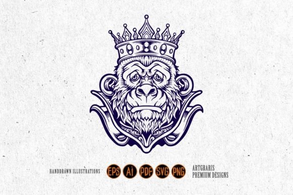 Angry King Kong Gorilla Crown Mascot SVG Graphic by artgrarisstudio ·  Creative Fabrica