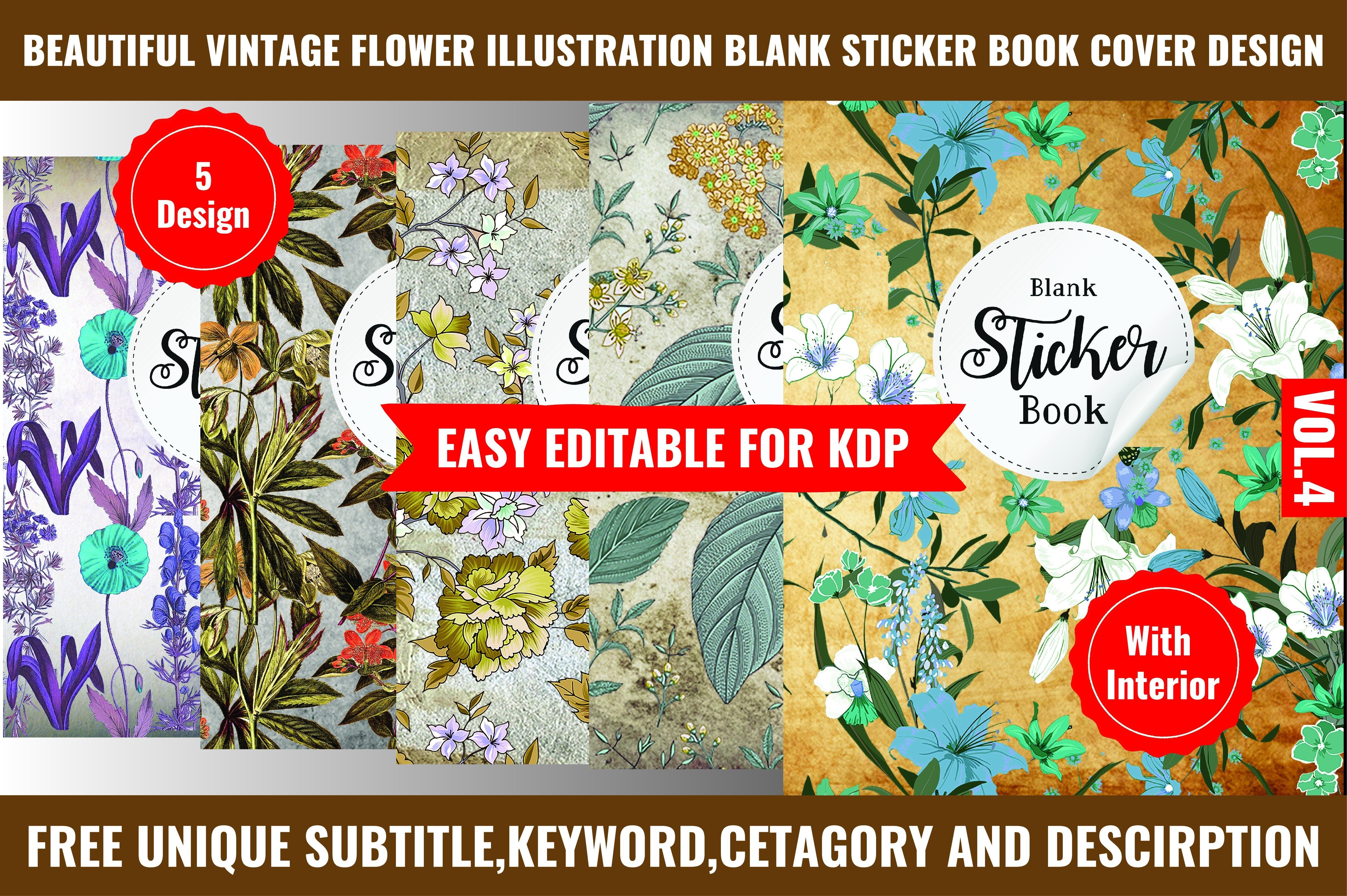 Vintage Flower Blank Sticker Book Cover Graphic by mstmahfuzakhatunshilpe ·  Creative Fabrica