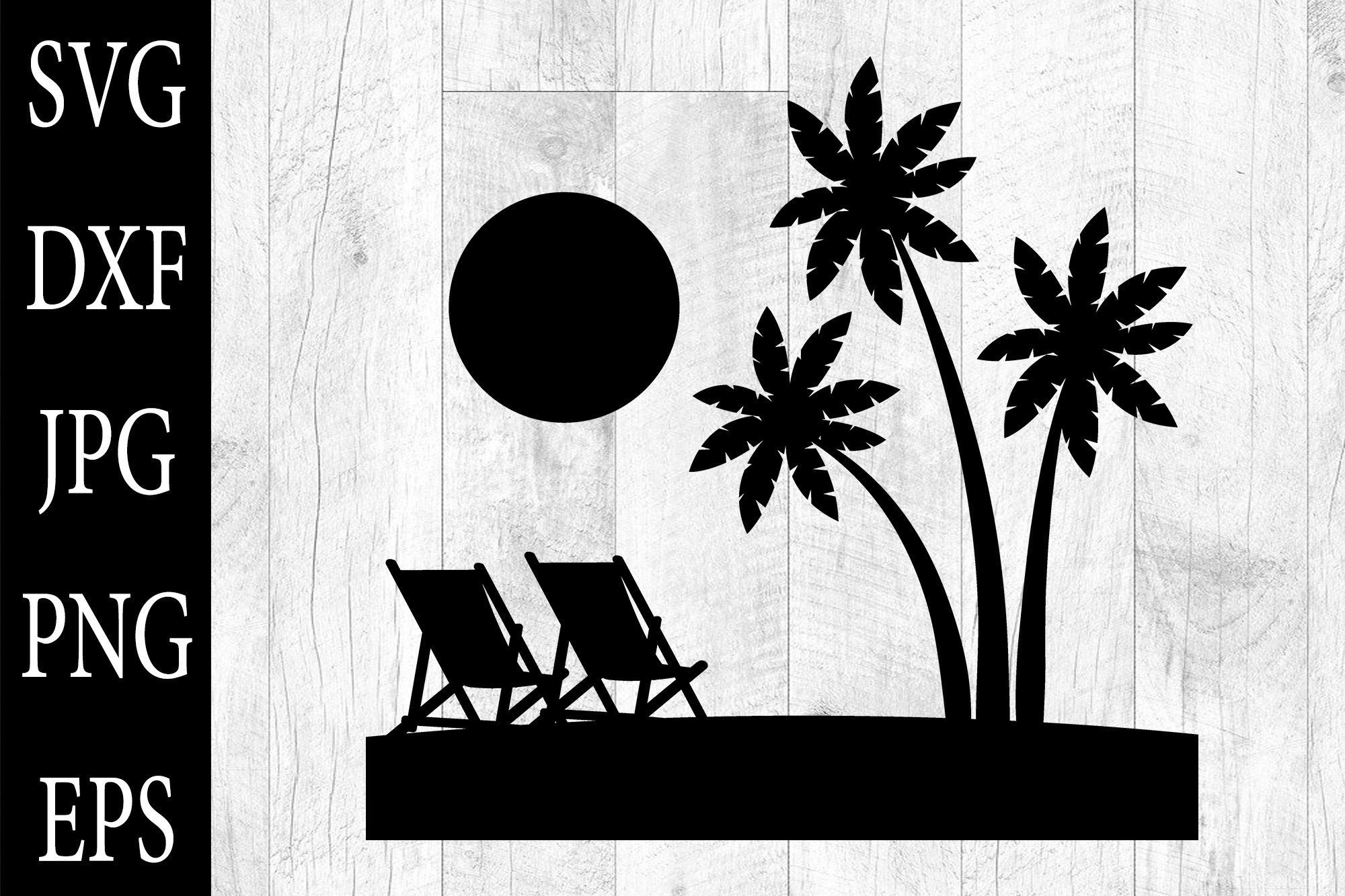 Beach with Coconut Trees Silhouettes SVG Graphic by Aleksa Popovic ...