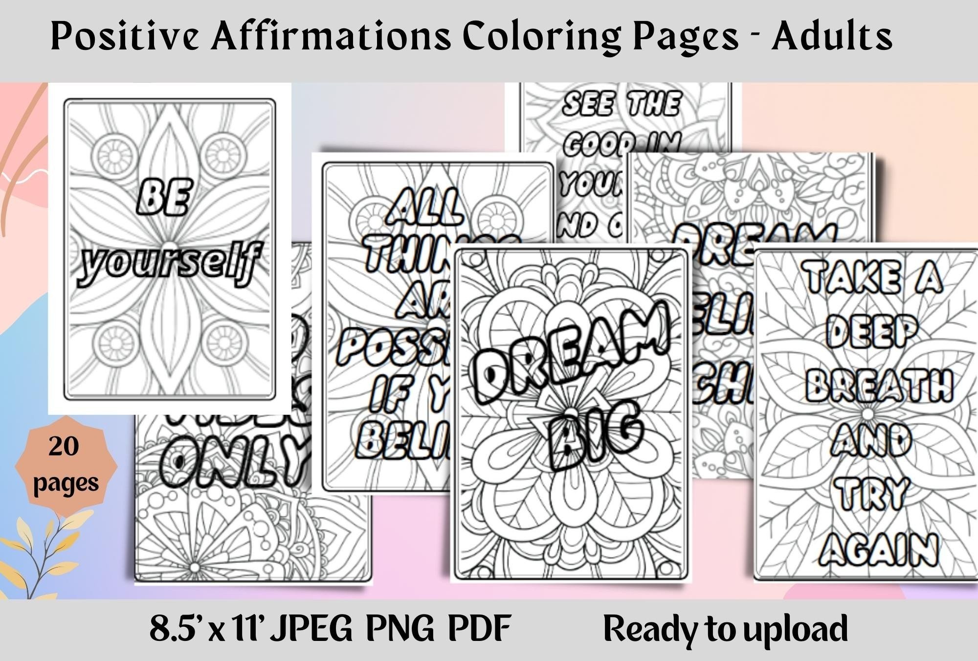Affirmations Coloring Pages for Adults Graphic by KDP Extraordinaire ...