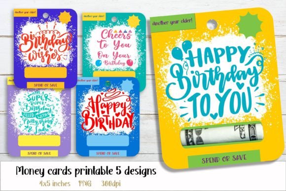 Happy Birthday Money Card PNG 10 Designs Graphic by ksenia.shuneiko ...