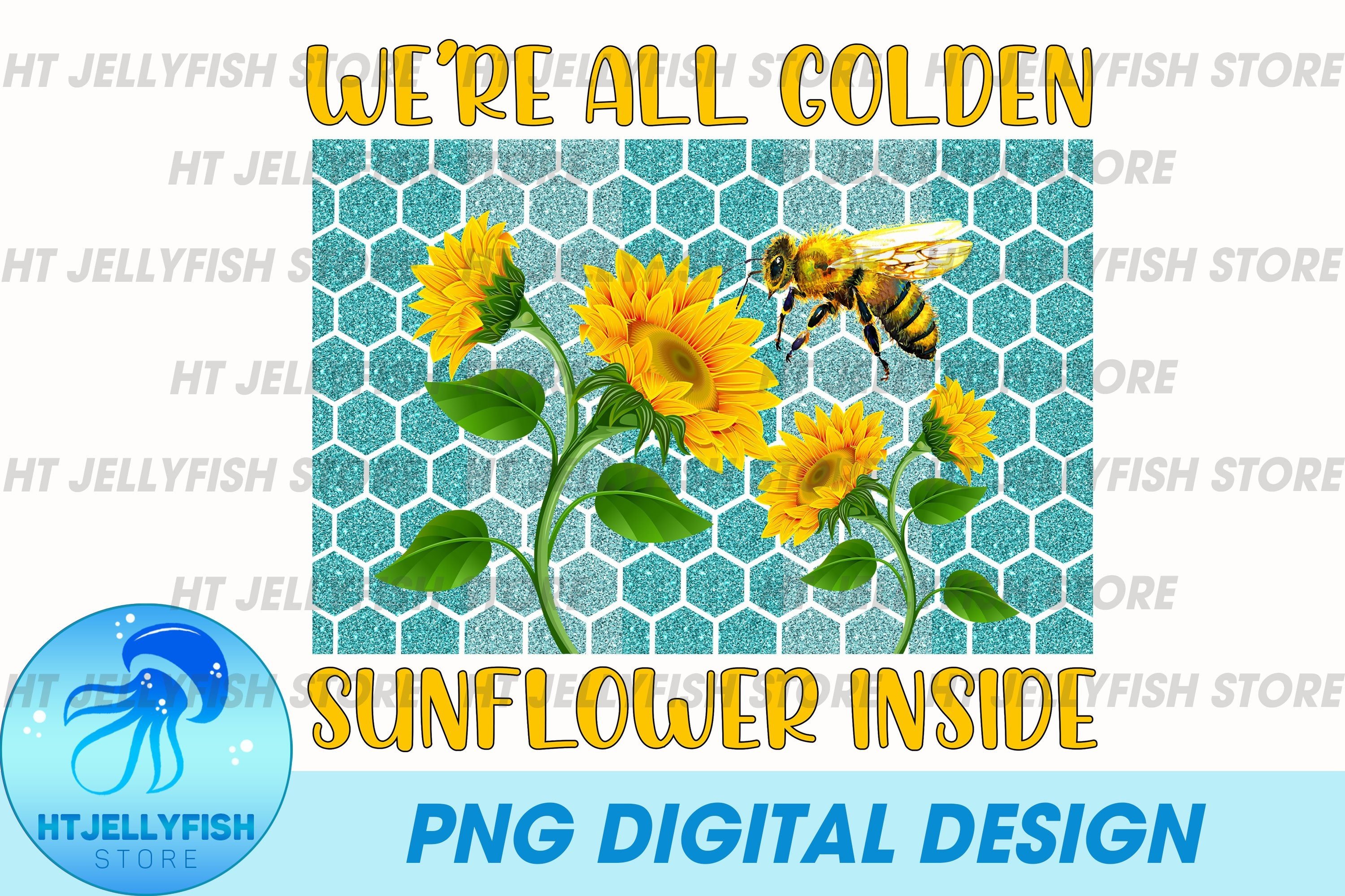 Sunflower Teal Glitter Sublimation Waterslide Digital 