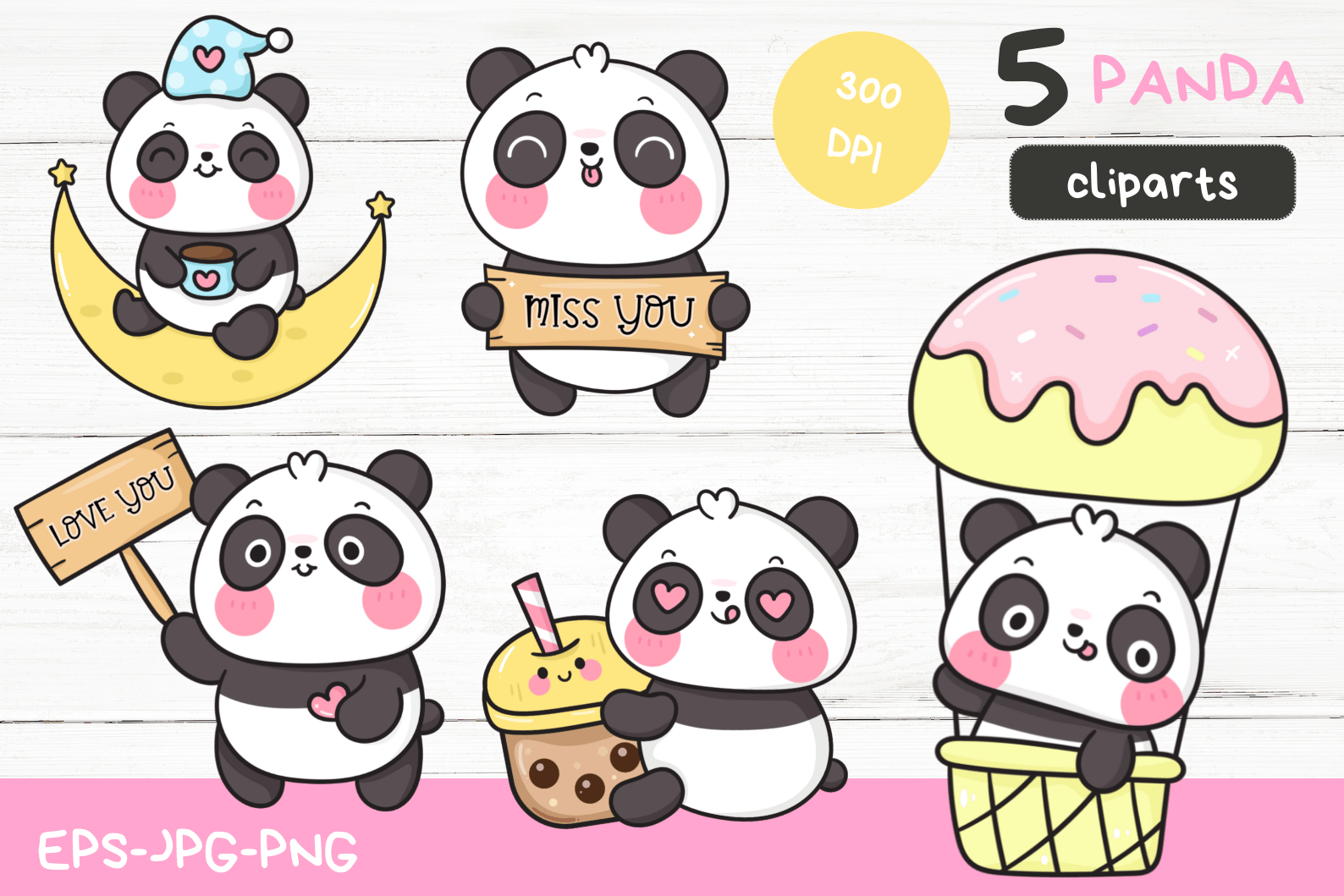 Premium Vector Clipart Kawaii Panda Cute Panda Planning Clipart