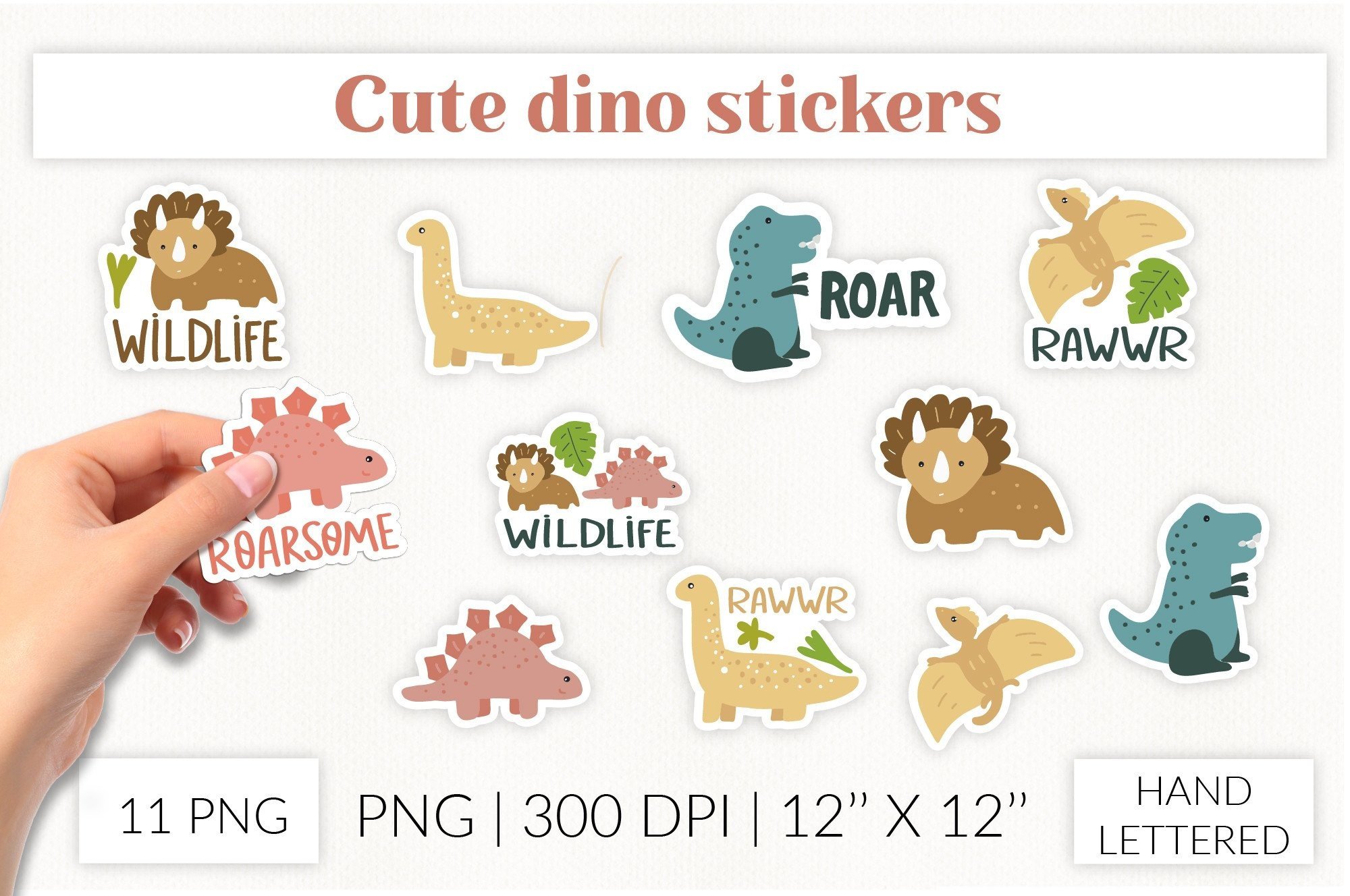 Cute Dino Stickers. Roar Stickers Graphic by StudioSVG · Creative Fabrica