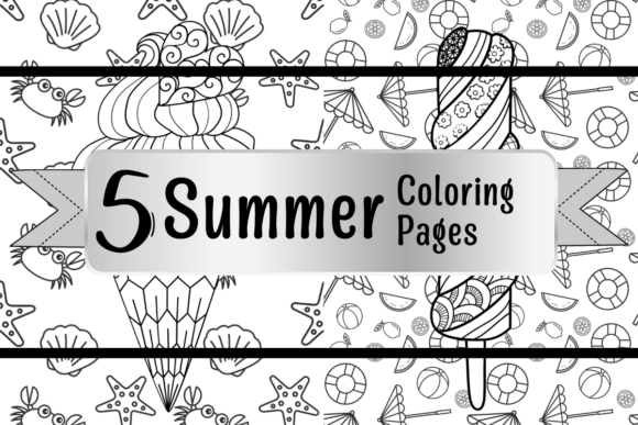 Summer Coloring Pages with Ice Cream Graphic by Coloring With
