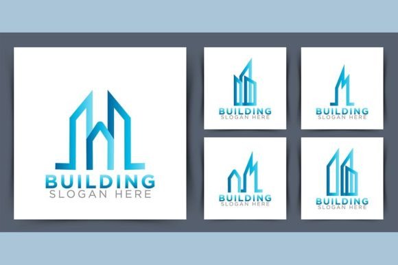 Set Collection of Building Logo Design Graphic by WANGS · Creative Fabrica