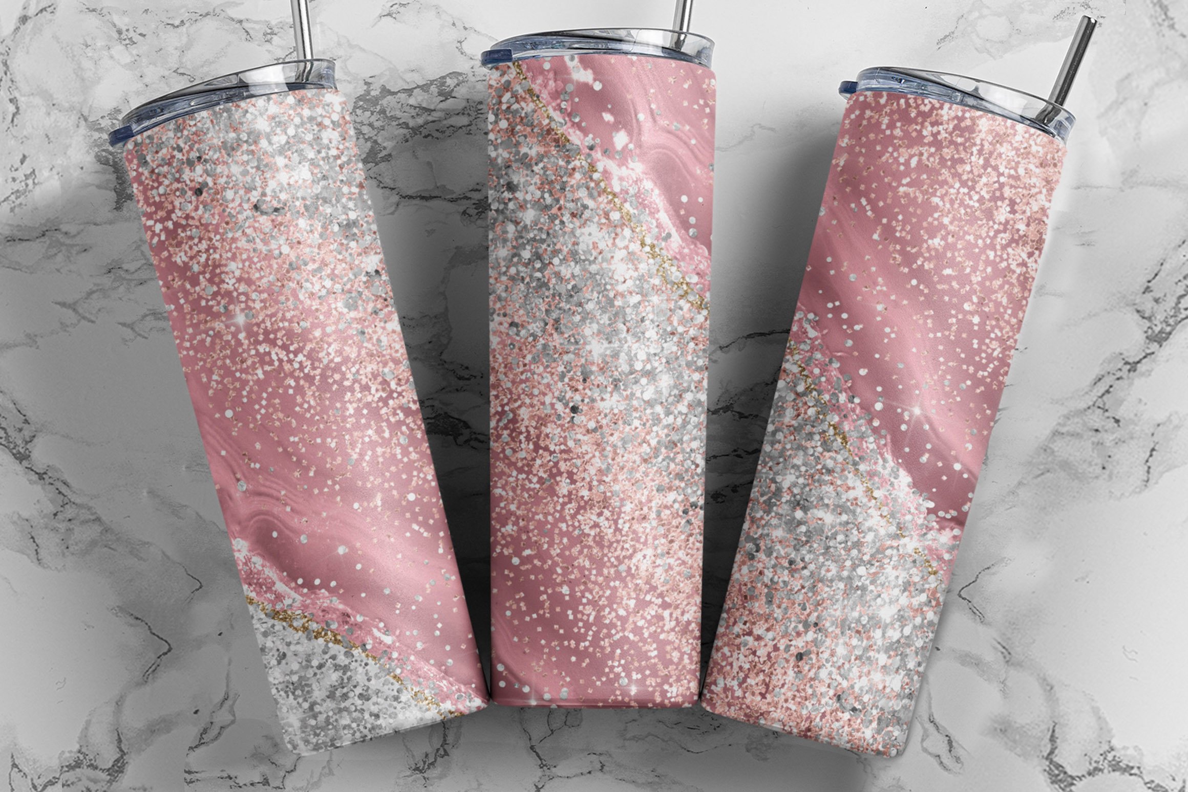 Glitter Pink Agate 20oz Tumbler Design Graphic by TumblersPlanet