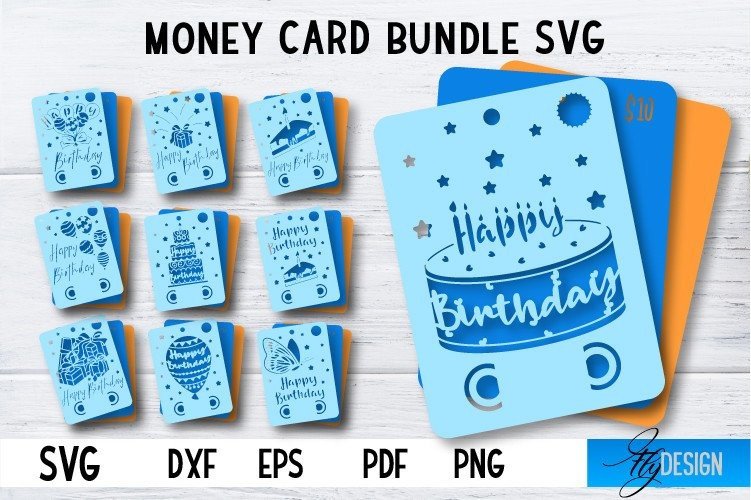 Money Card SVG Bundle | Happy Birthday Graphic by flydesignsvg ...