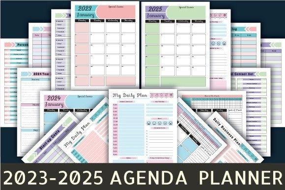 2023-2025 AGENDA PLANNER, PLANNER AGENDA Graphic by RubyArt · Creative  Fabrica