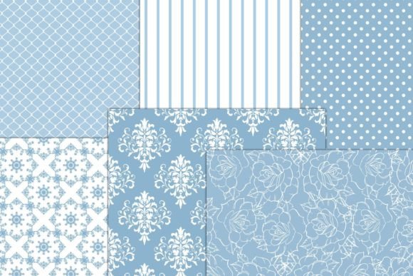 Blue Gray and White Scrapbook Papers Graphic by Lemon Paper Lab · Creative  Fabrica