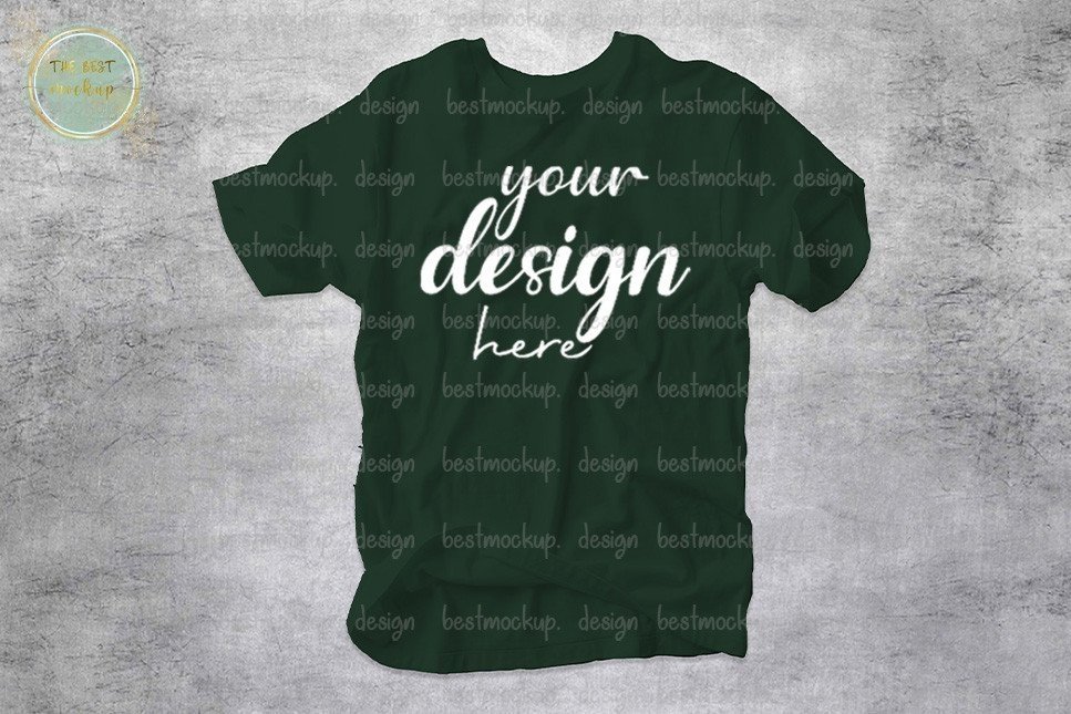Dark Green Gildan T-shirt Mock Up Graphic by TheBest Mockup · Creative ...