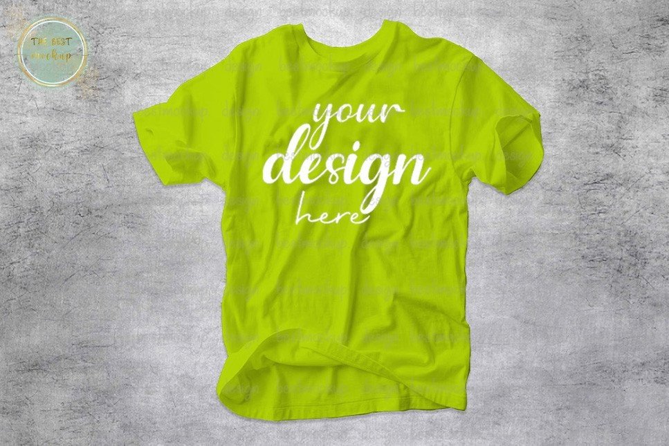 Yellow Green Gildan T-shirt Mock Up Graphic by TheBest Mockup ...
