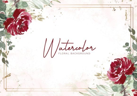 Burgundy Watercolor Floral Background Graphic by Dzynee · Creative Fabrica