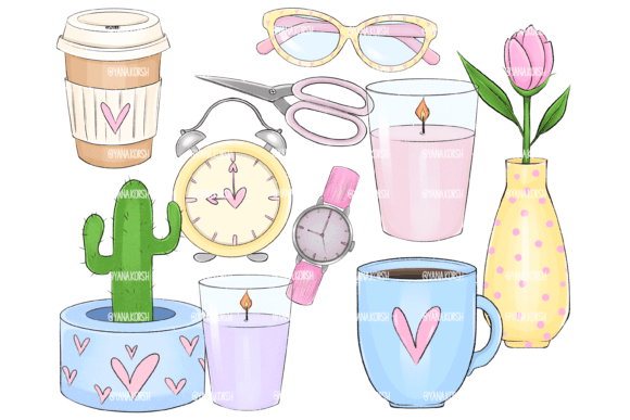 Fashion planner girl stickers with coffee cup, shopping bags, perfume,  shoe, sunglasses, flowers, cupcake and slogan sticker. Sketch. Cute  stickers for girls. Stock Vector