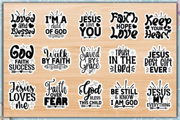 Religious quotes stickers. Christian Stickers bundle