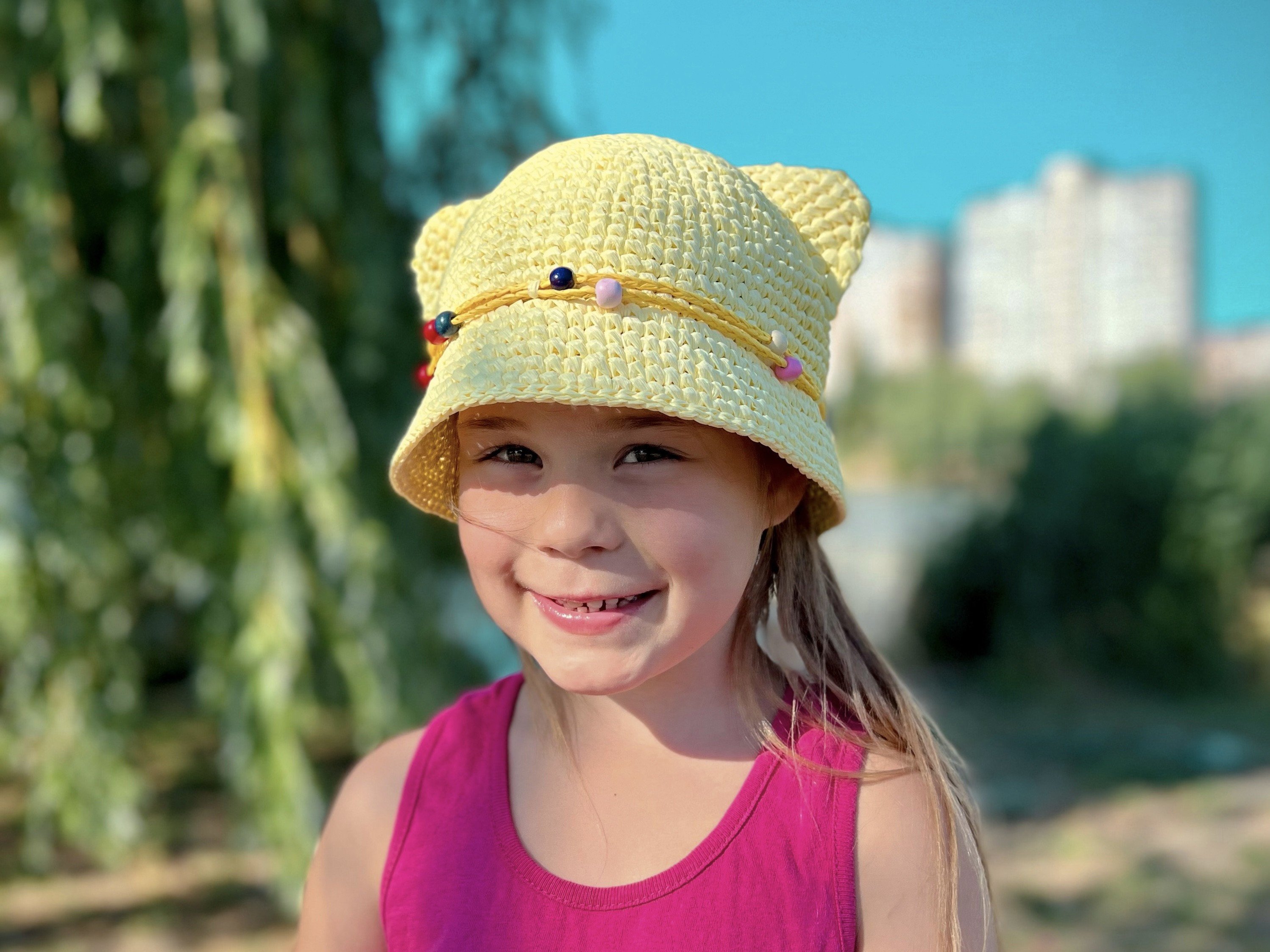 Kid Bucket Hat with Ears Crochet Pattern Graphic by A.more.nushka